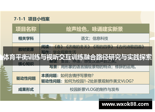 体育平衡训练与视听交互训练融合路径研究与实践探索